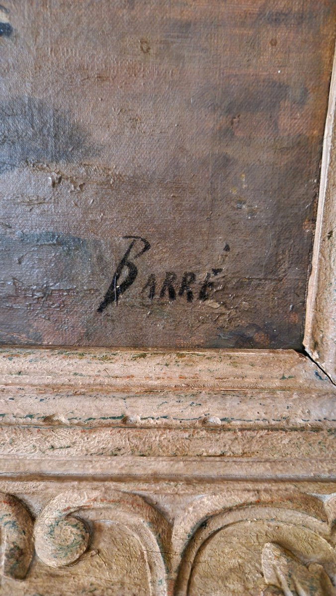 Huile Sur Toile - Le Parvis De L'Eglise - XIXème-photo-4