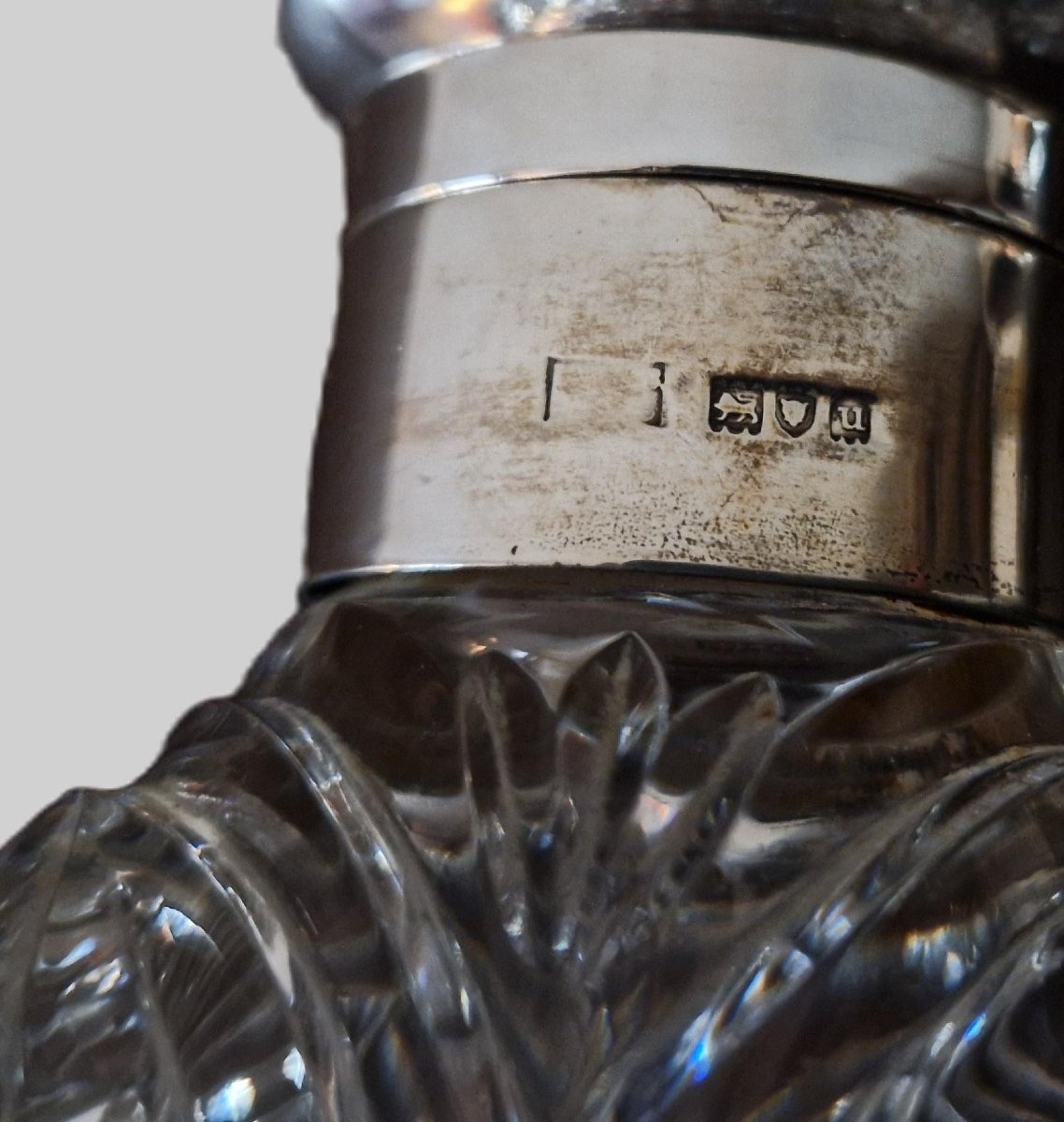 Paire De Flacons A Parfum En Cristal Et argent Massif - XIXème-photo-4