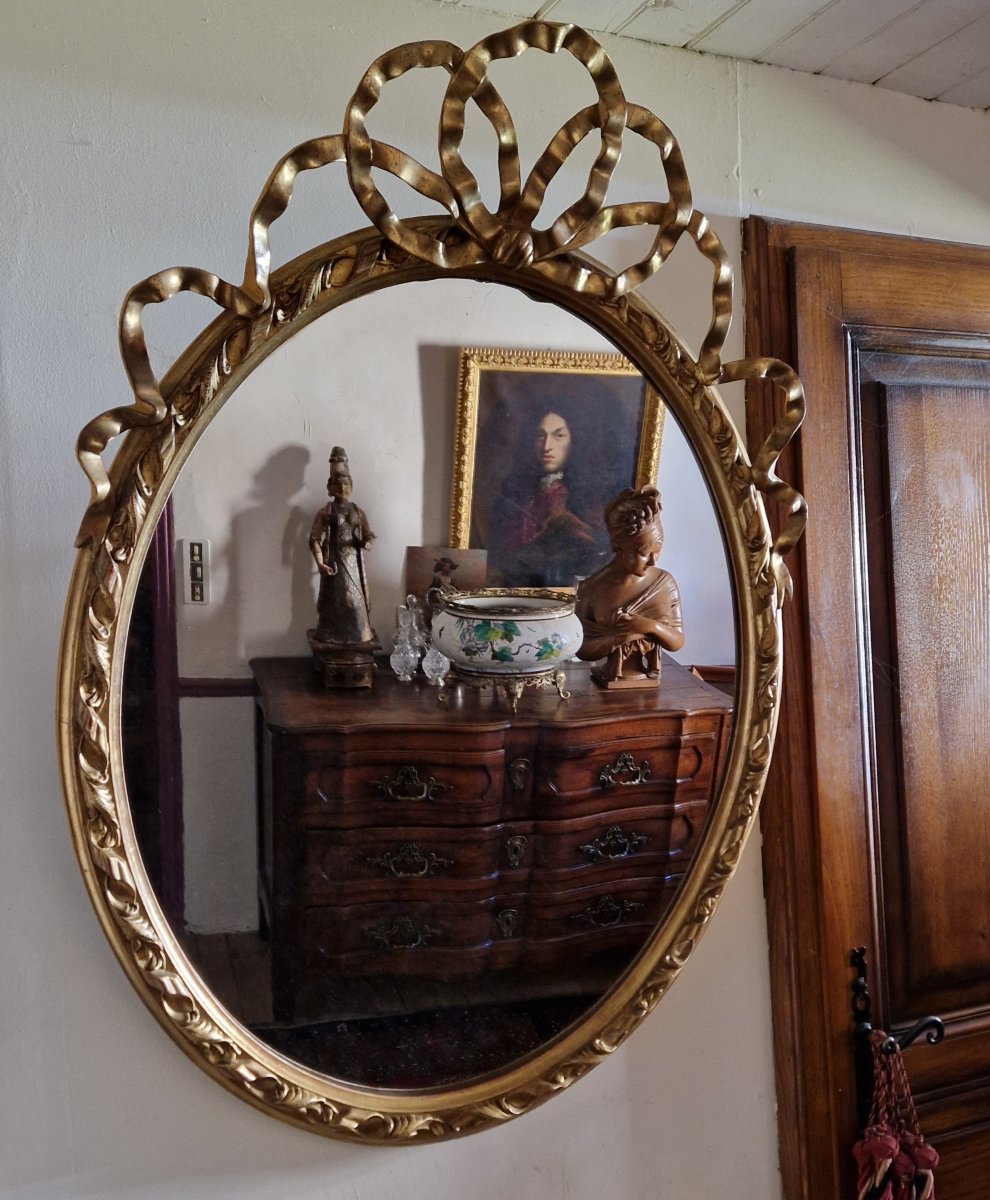 Ribbon Medallion Mirror - 19th Century-photo-7