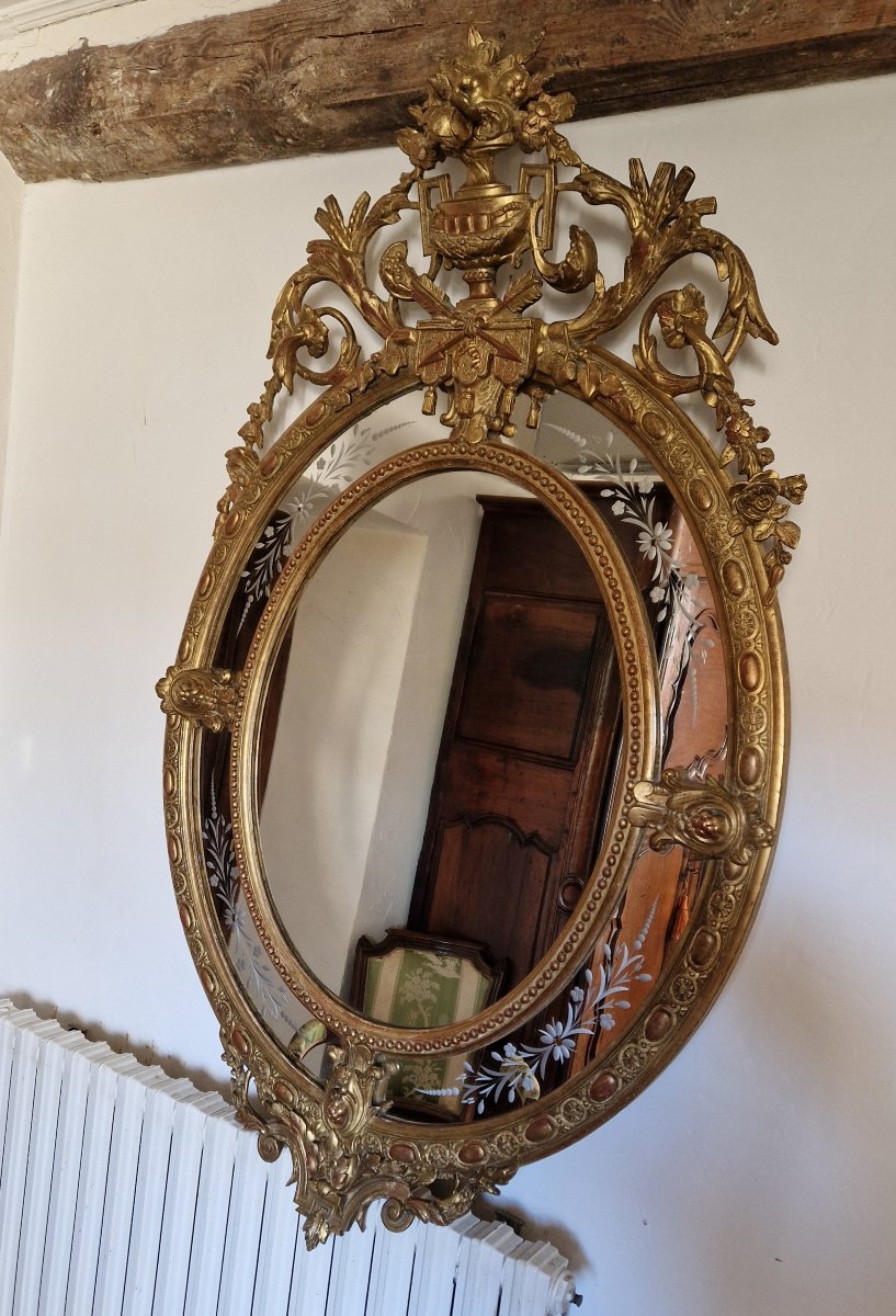 Medallion Mirror - In The Venetian Style - 19th Century-photo-3