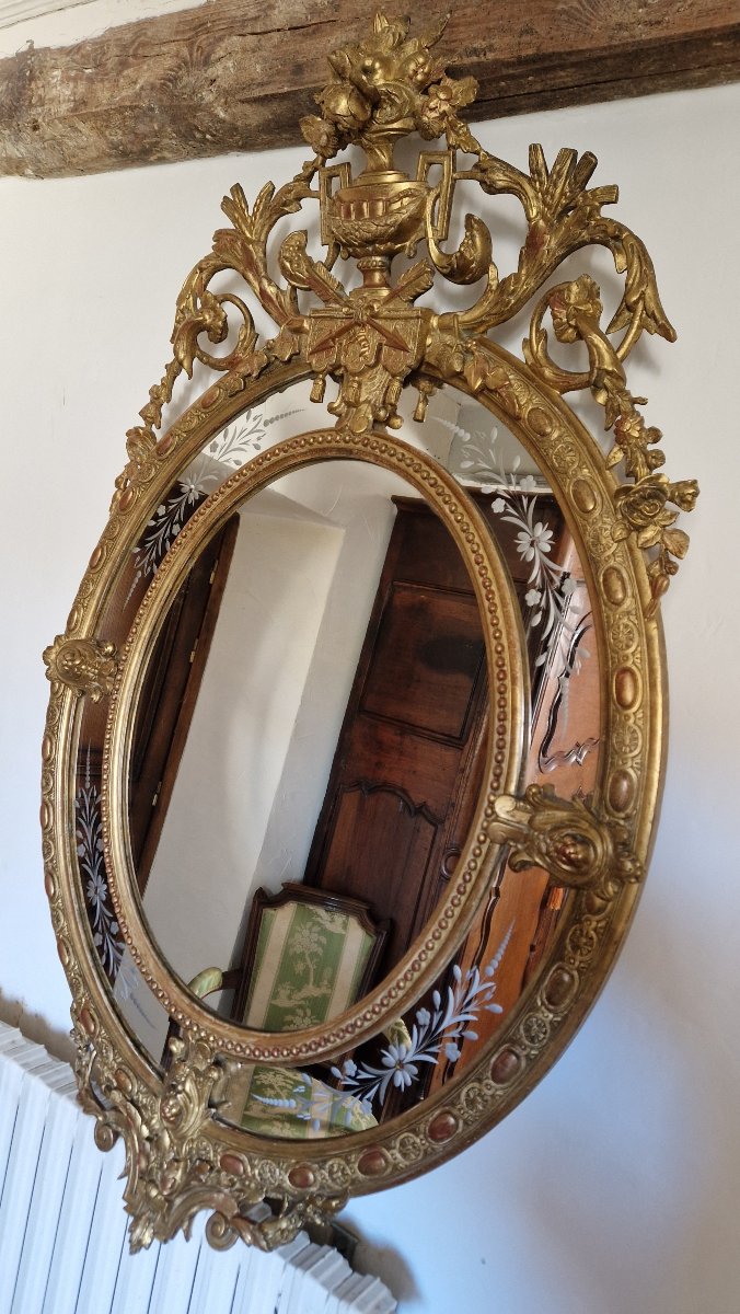 Medallion Mirror - In The Venetian Style - 19th Century-photo-4