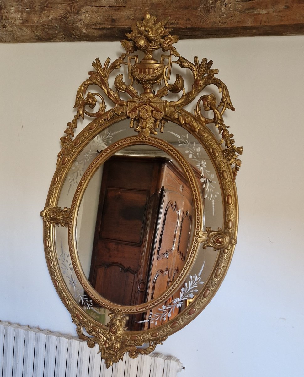 Medallion Mirror - In The Venetian Style - 19th Century-photo-1
