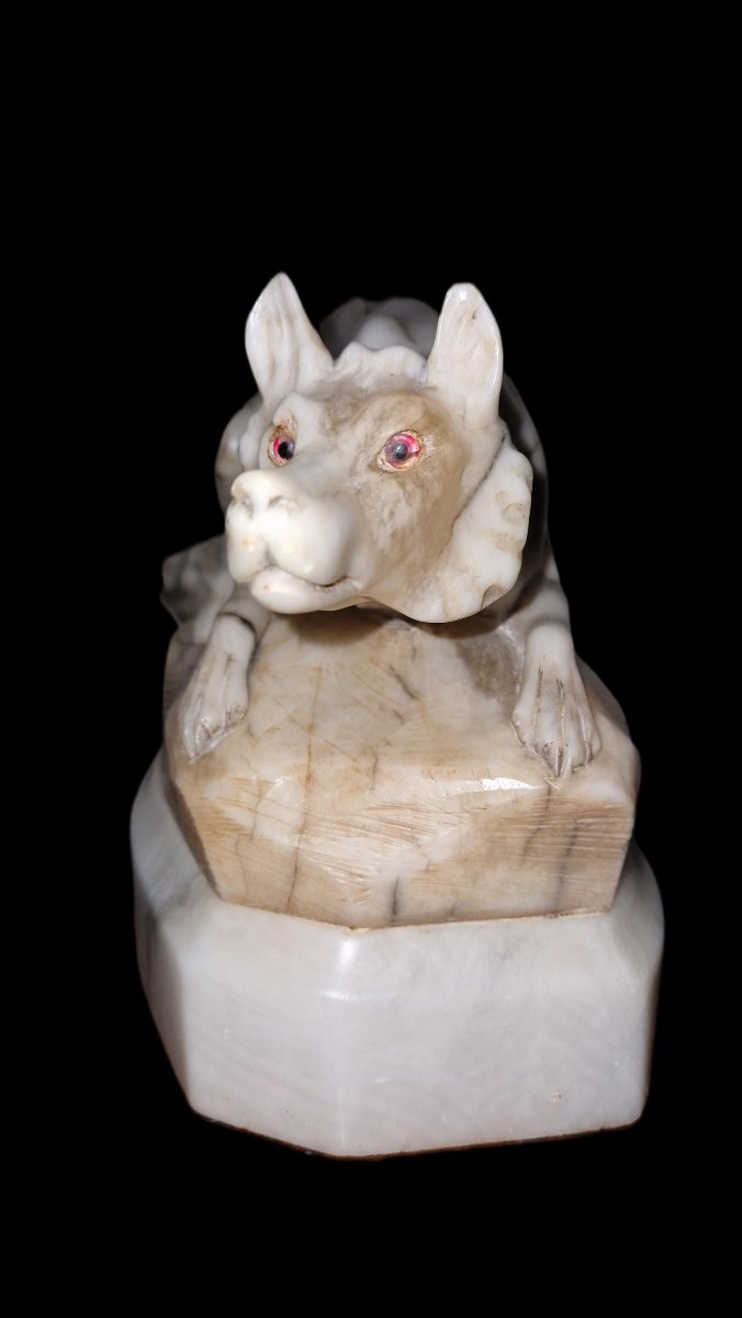 Sculpture En Marbre - Loup à L'Affût-photo-2