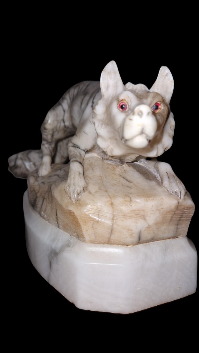 Sculpture En Marbre - Loup à L'Affût-photo-3