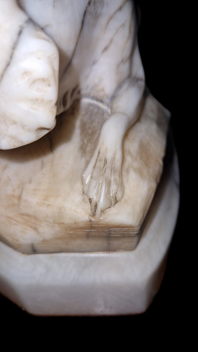 Sculpture En Marbre - Loup à L'Affût-photo-3