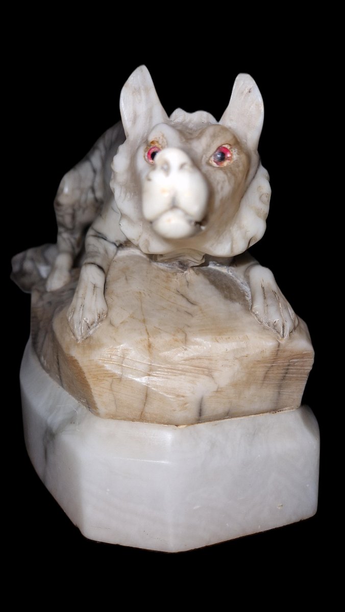 Sculpture En Marbre - Loup à L'Affût-photo-4