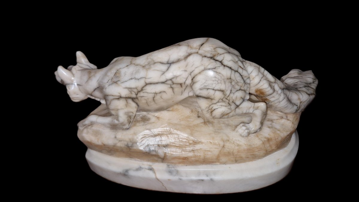 Sculpture En Marbre - Loup à L'Affût-photo-5