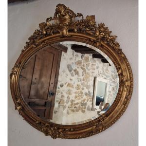Grand Miroir Ovale  Biseauté - XIXème Siècle
