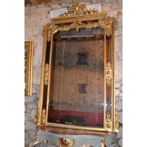 Grand Miroir d'&eacute;p. Napol&eacute;on III, De Style Louis XVI / Haut. 2m28