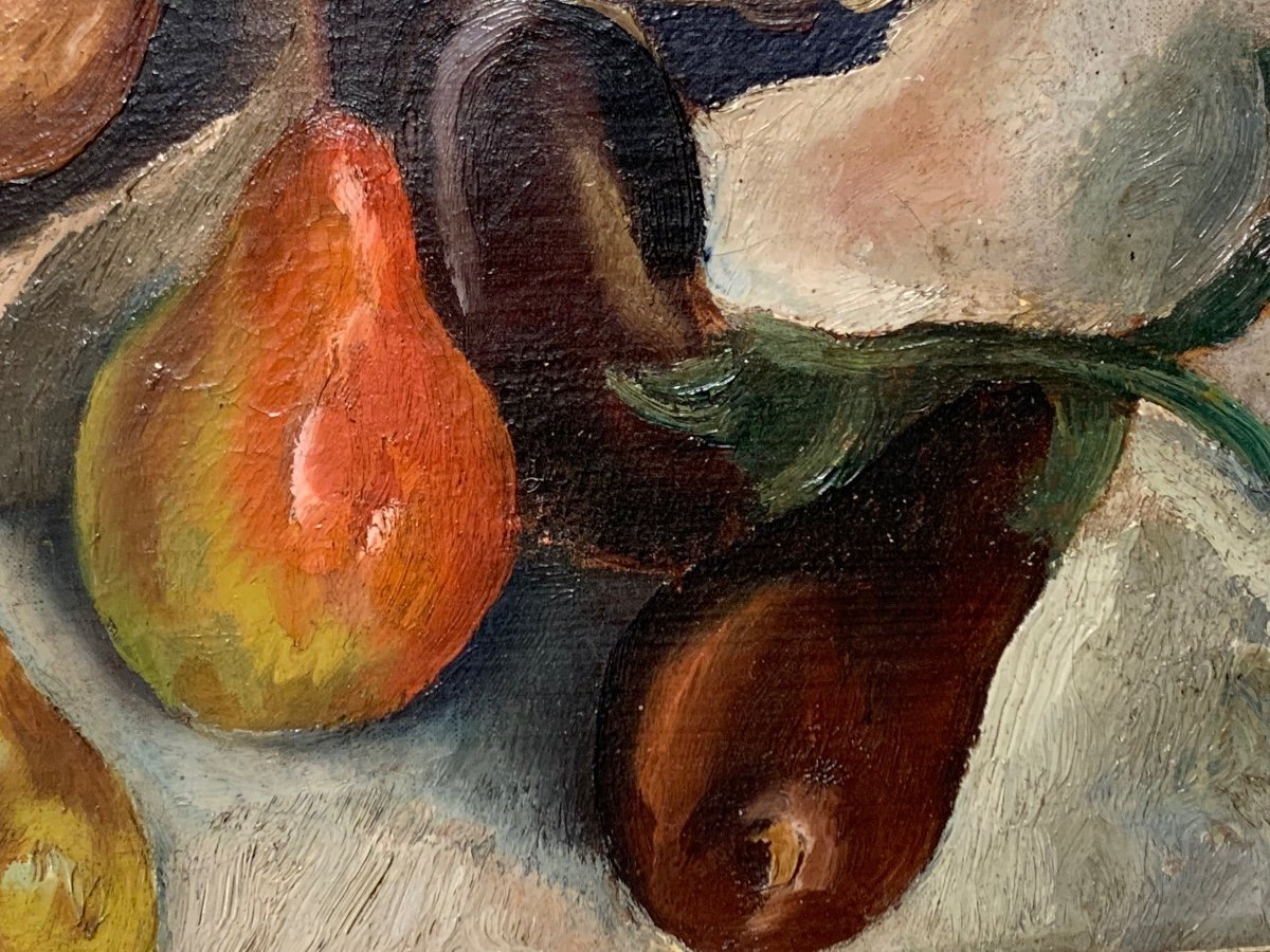 Jean Berque (1896 - 1954) "Nature morte aux poires et aux aubergines"-photo-4