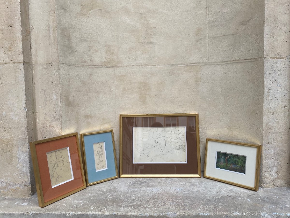 Lot Of Four Drawings By Paul Chmaroff (1874-1950) 