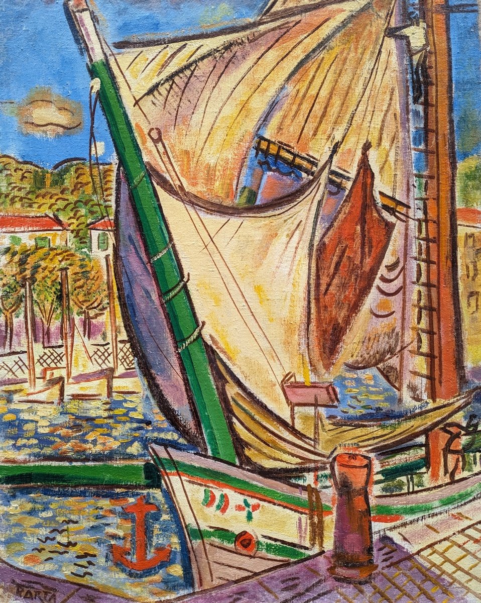 Barta László (1902-1961) View Of A Port 