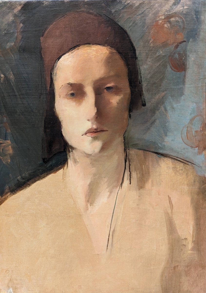 Adolf Milich (1884-1964) Woman With Headdress Poland-photo-2