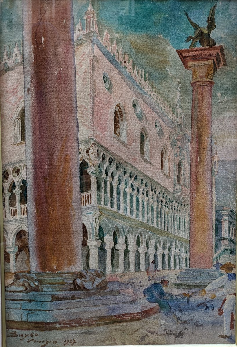 Boleslas Buyko (1876-1940) Piazzetta et le palais des Doges à Venise