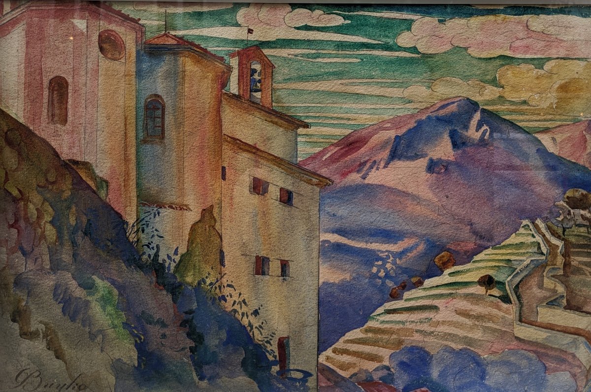 Boleslas Buyko (1876-1940) Village Des Alpes Italiennes 