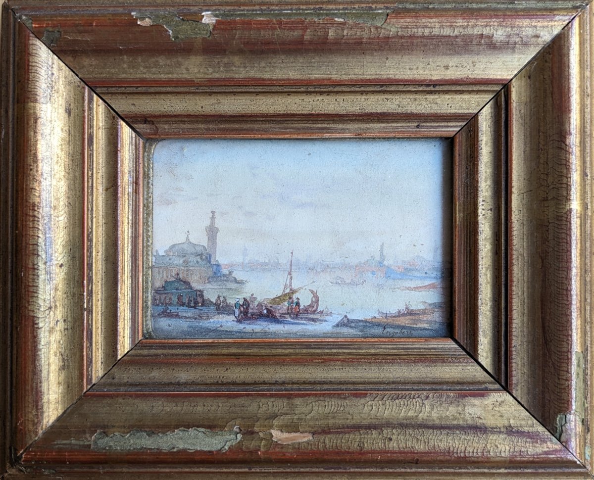 Marius Engalière (1824-1857)  Vue d'Un Port Oriental -photo-2