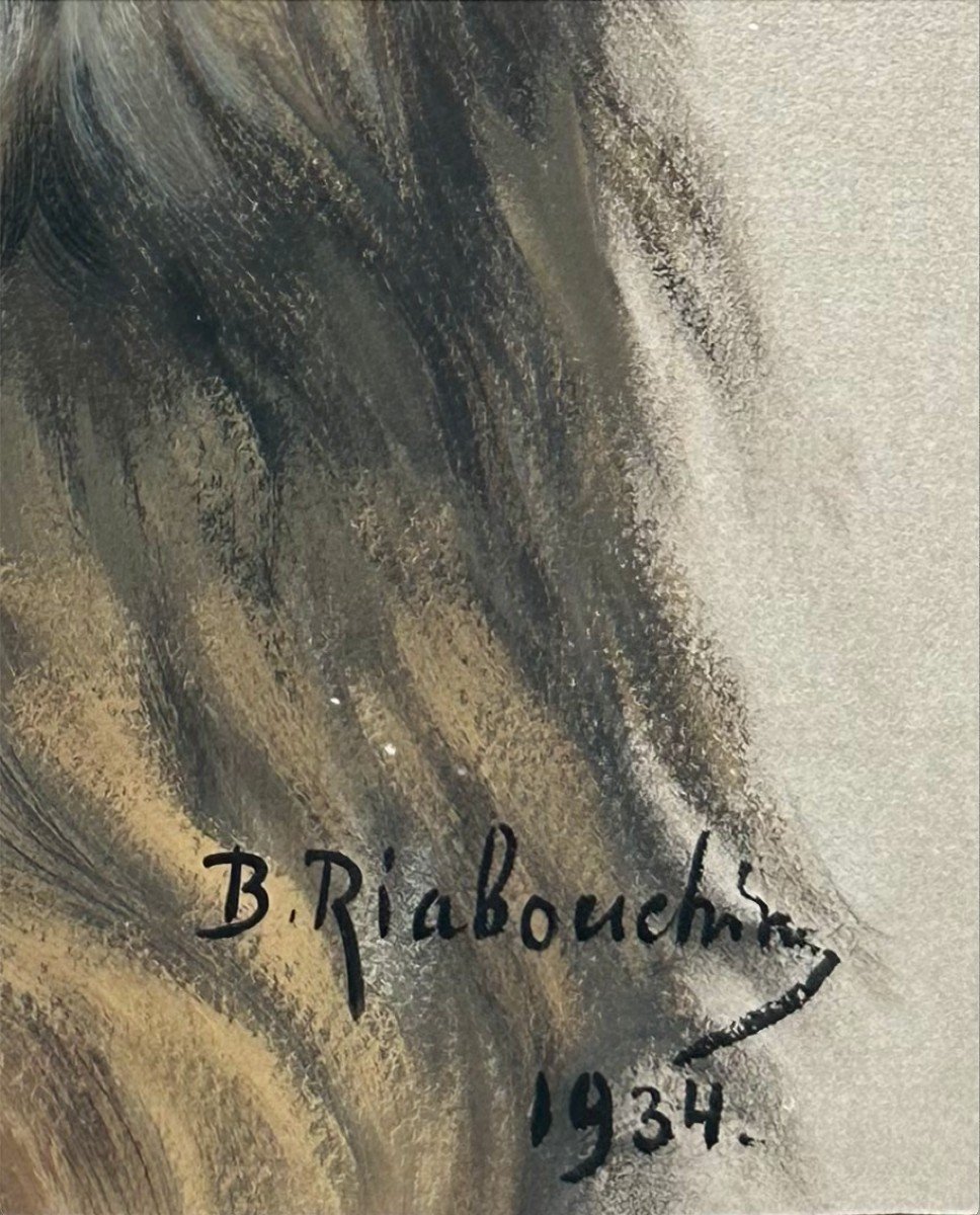 Boris Riabouchin (1898-1975) RIAB , "Portrait De Chien, Berger Des Pyrénées" (1934)-photo-2