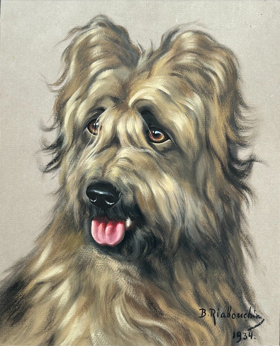 Boris Riabouchin (1898-1975) RIAB , "Portrait De Chien, Berger Des Pyrénées" (1934)