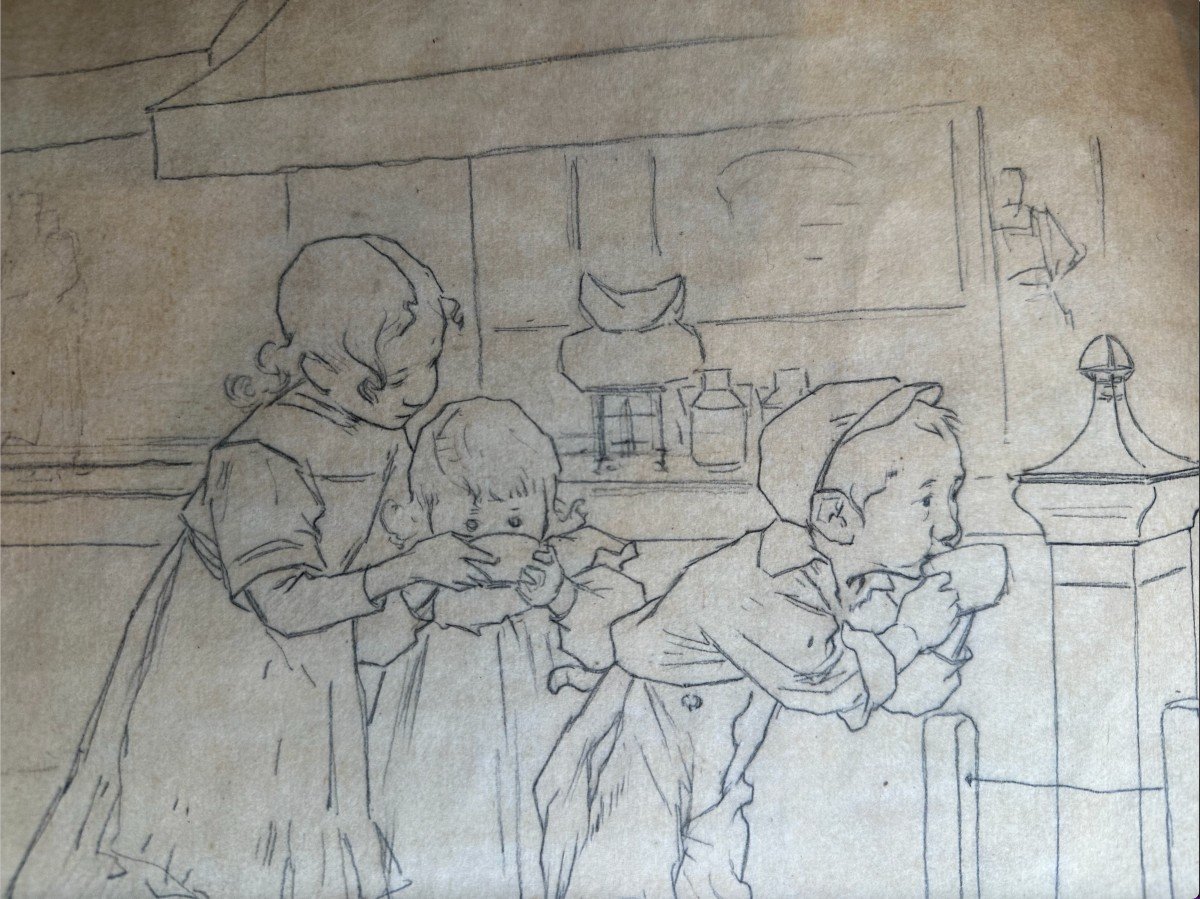 Jean Jules Henry Geoffroy Dit Géo (1853-1924), "Groupe d'Enfants"-photo-2