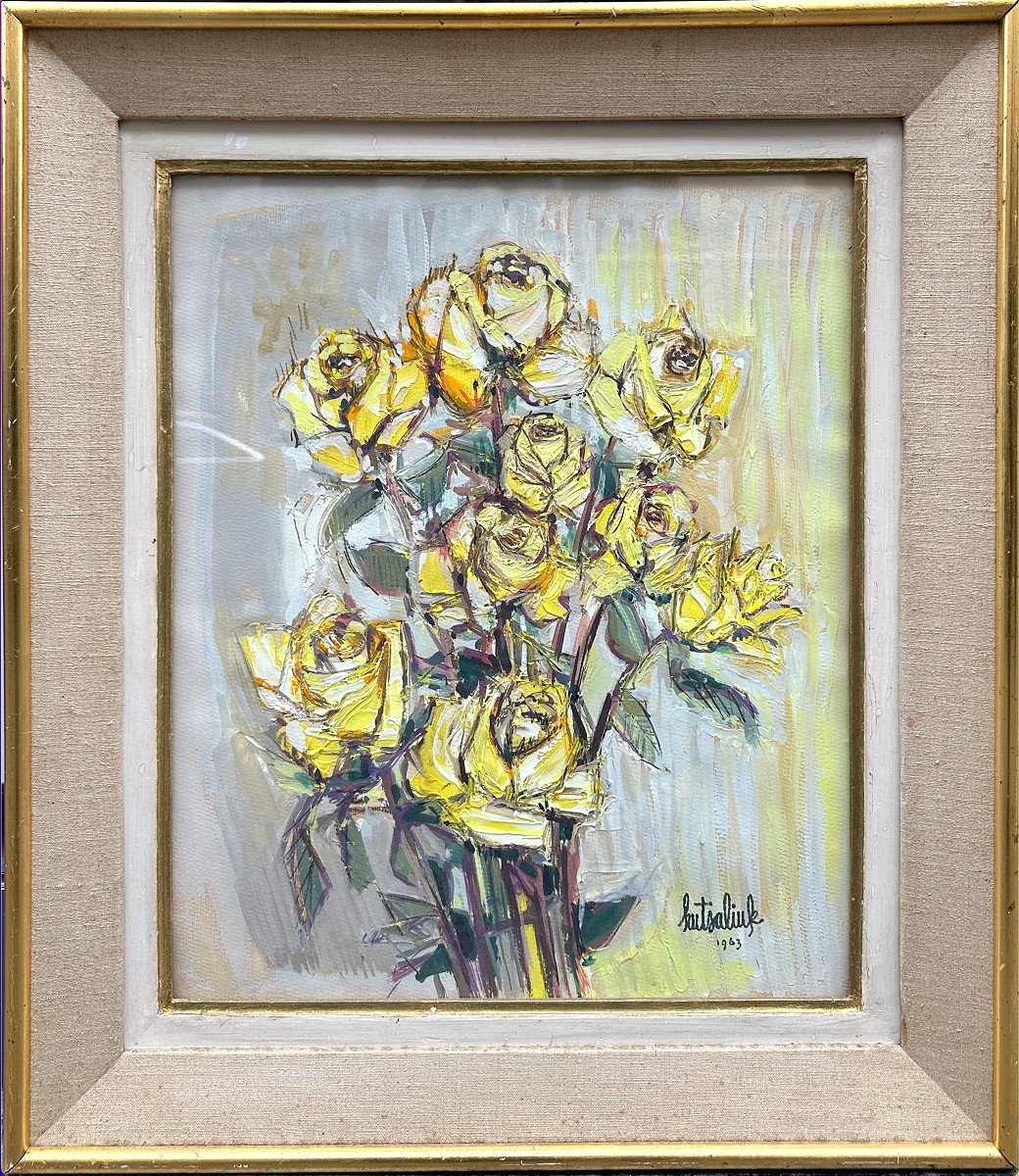 Liuboslav Hutsaliuk (ukrainian 1923-2003), "bouquet Of Yellow Roses"-photo-2