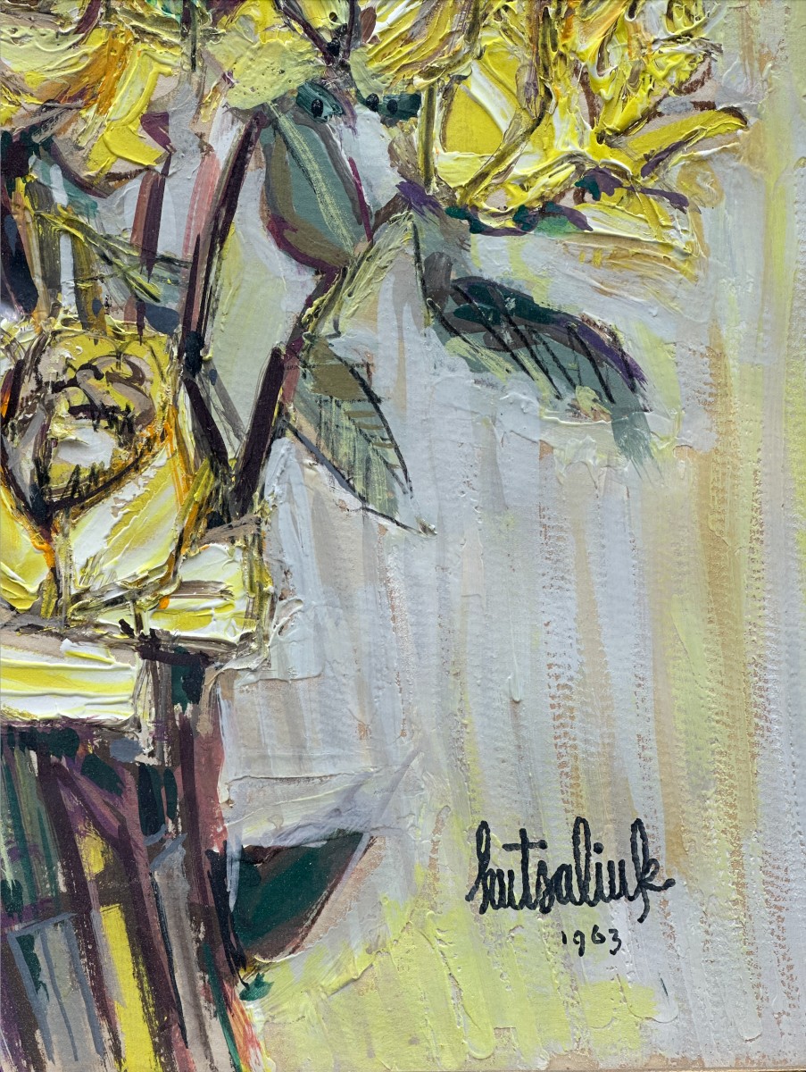 Liuboslav Hutsaliuk (ukrainian 1923-2003), "bouquet Of Yellow Roses"-photo-3