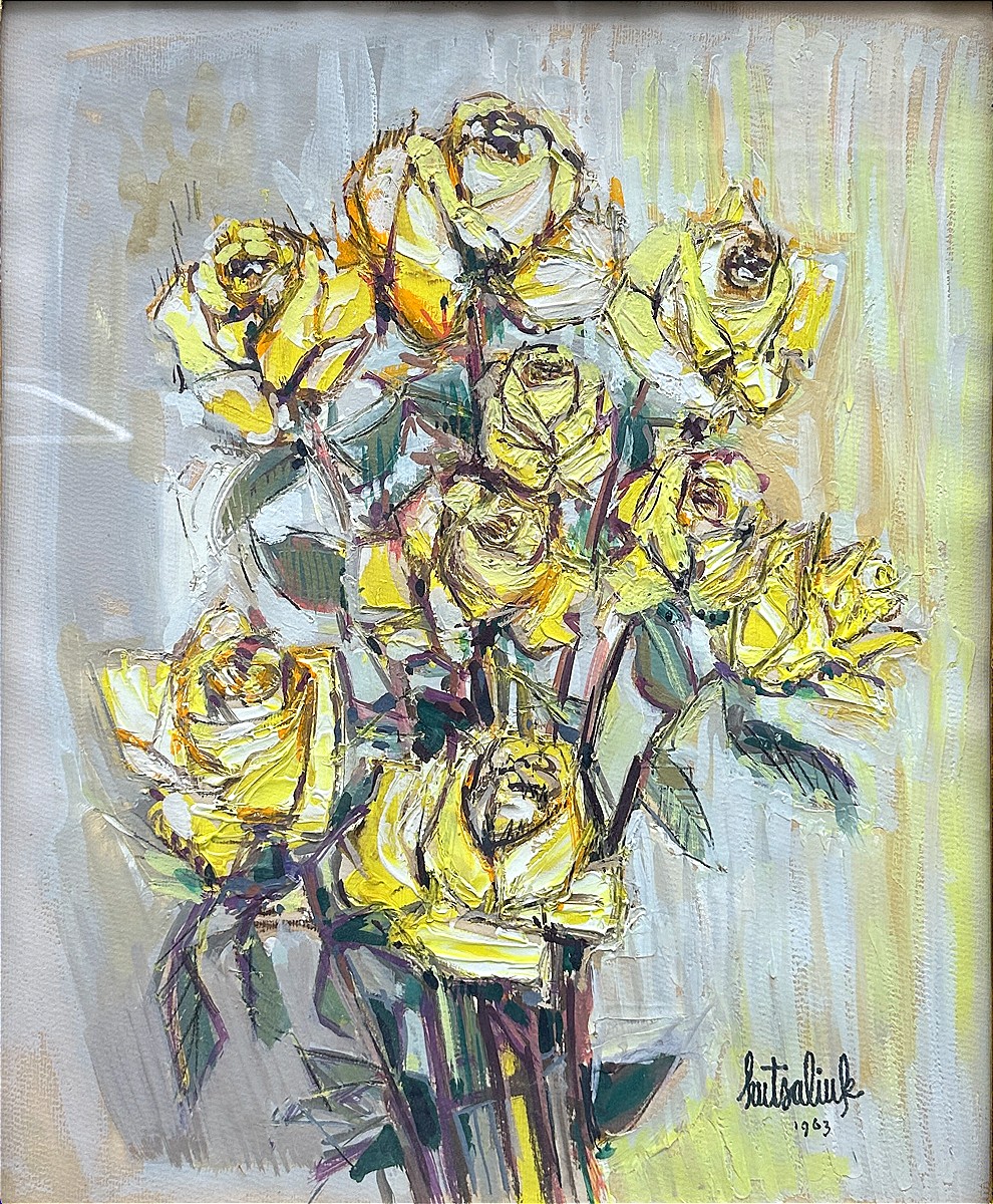 Liuboslav Hutsaliuk (ukrainian 1923-2003), "bouquet Of Yellow Roses"