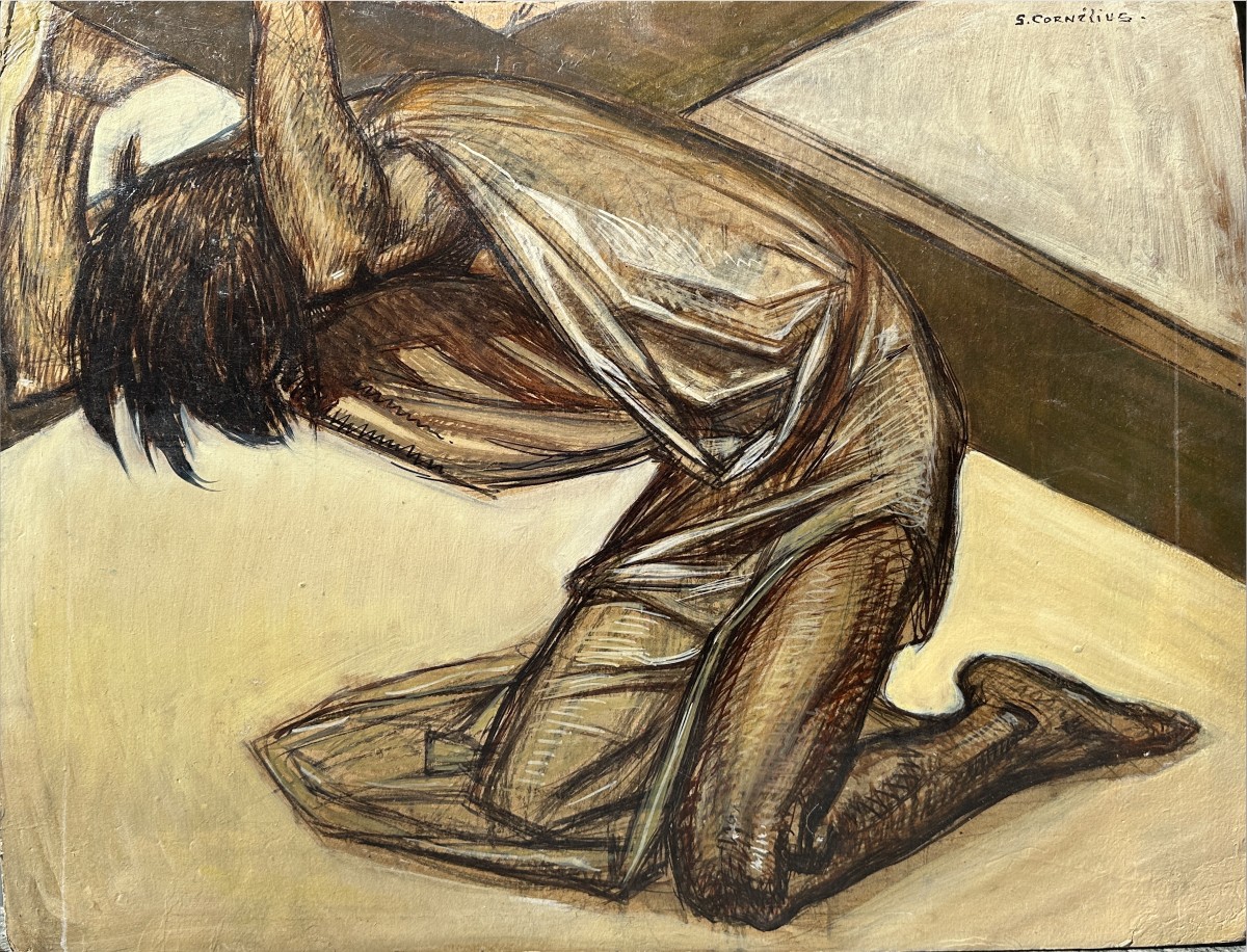 Jean Georges CORNELIUS (1880-1963), "Jésus tombe sous le poids de la croix"