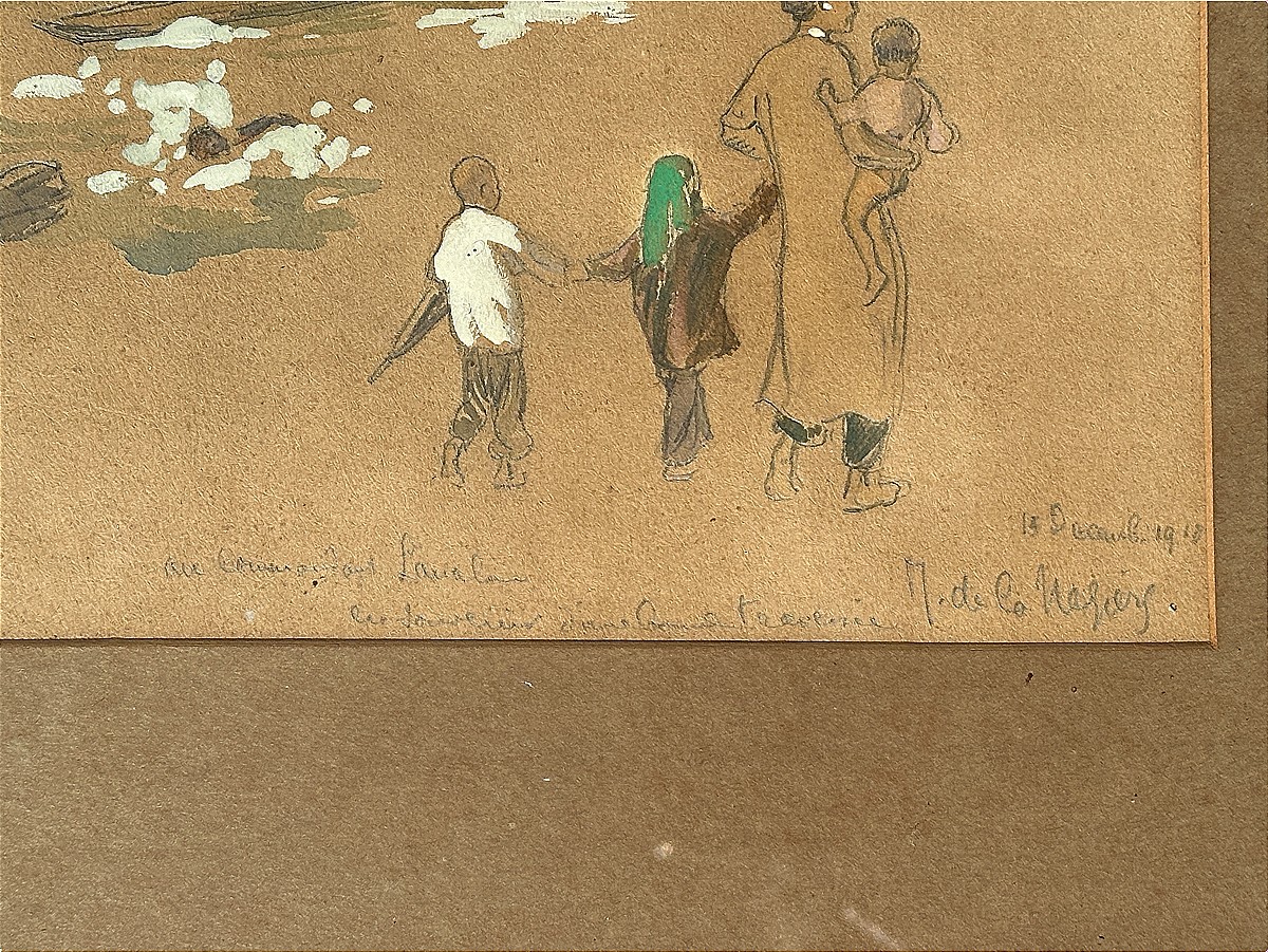Joseph De La Neziere (1873-1944), "scene Of Life In Korea"-photo-3