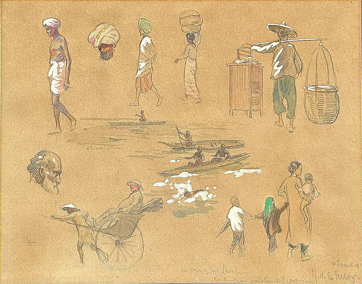 Joseph De La Neziere (1873-1944), "scene Of Life In Korea"