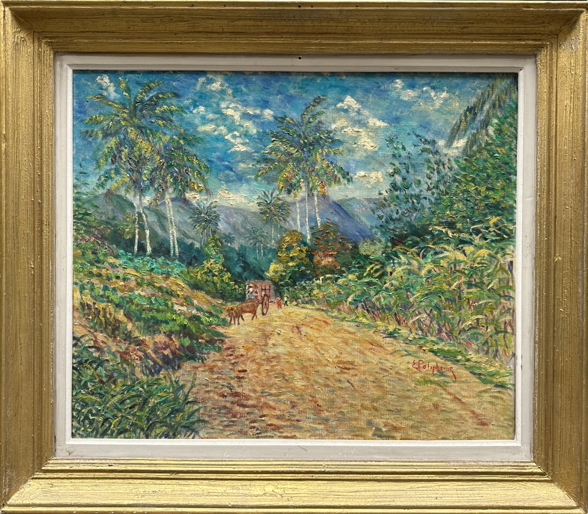Emile POLIPHENE (XIX-XX), "Chemin animé en Guadeloupe" -photo-2