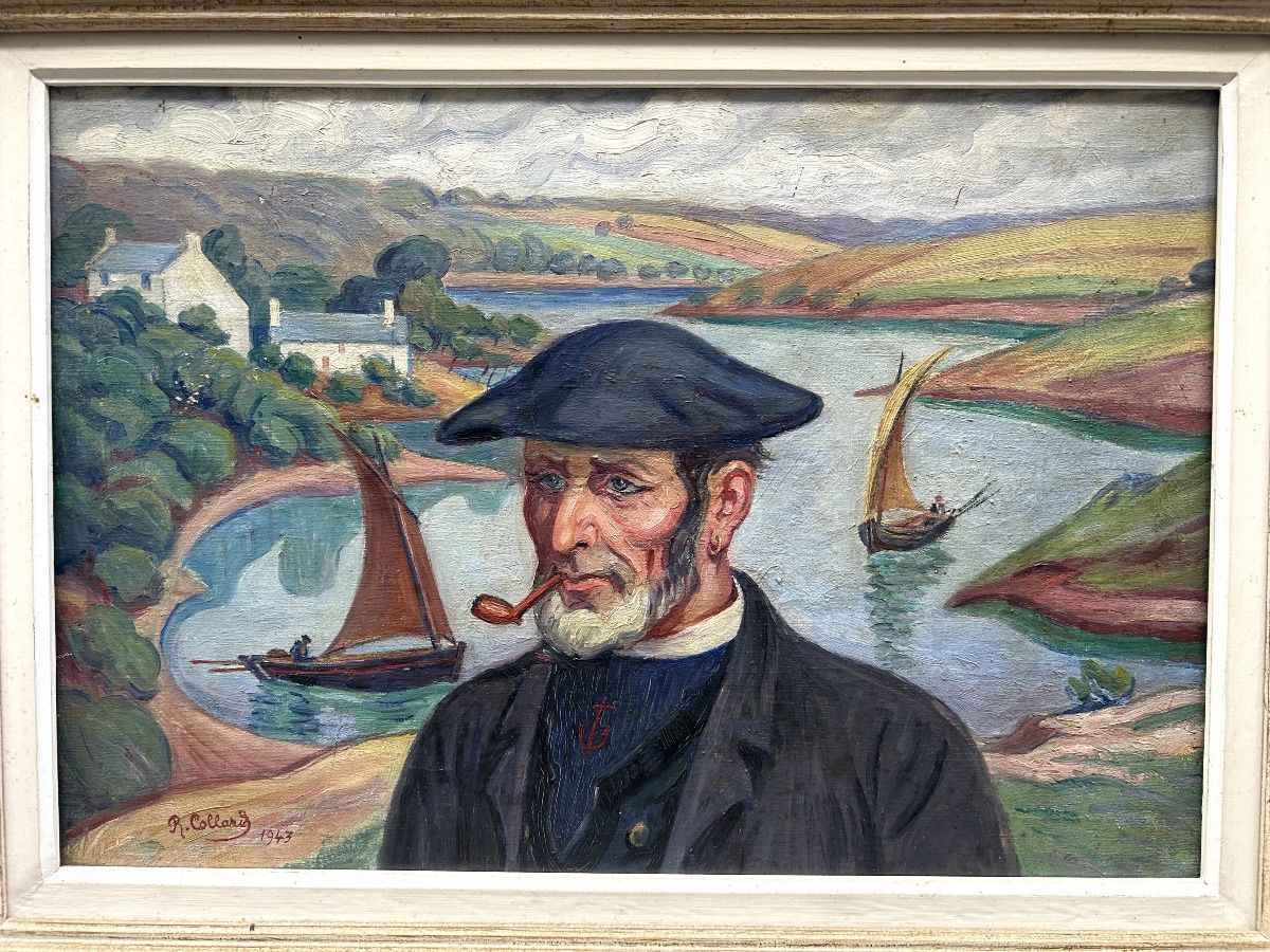 R Collard The Breton Sailor On The Riverbank Oil On Canvas 1943-photo-3