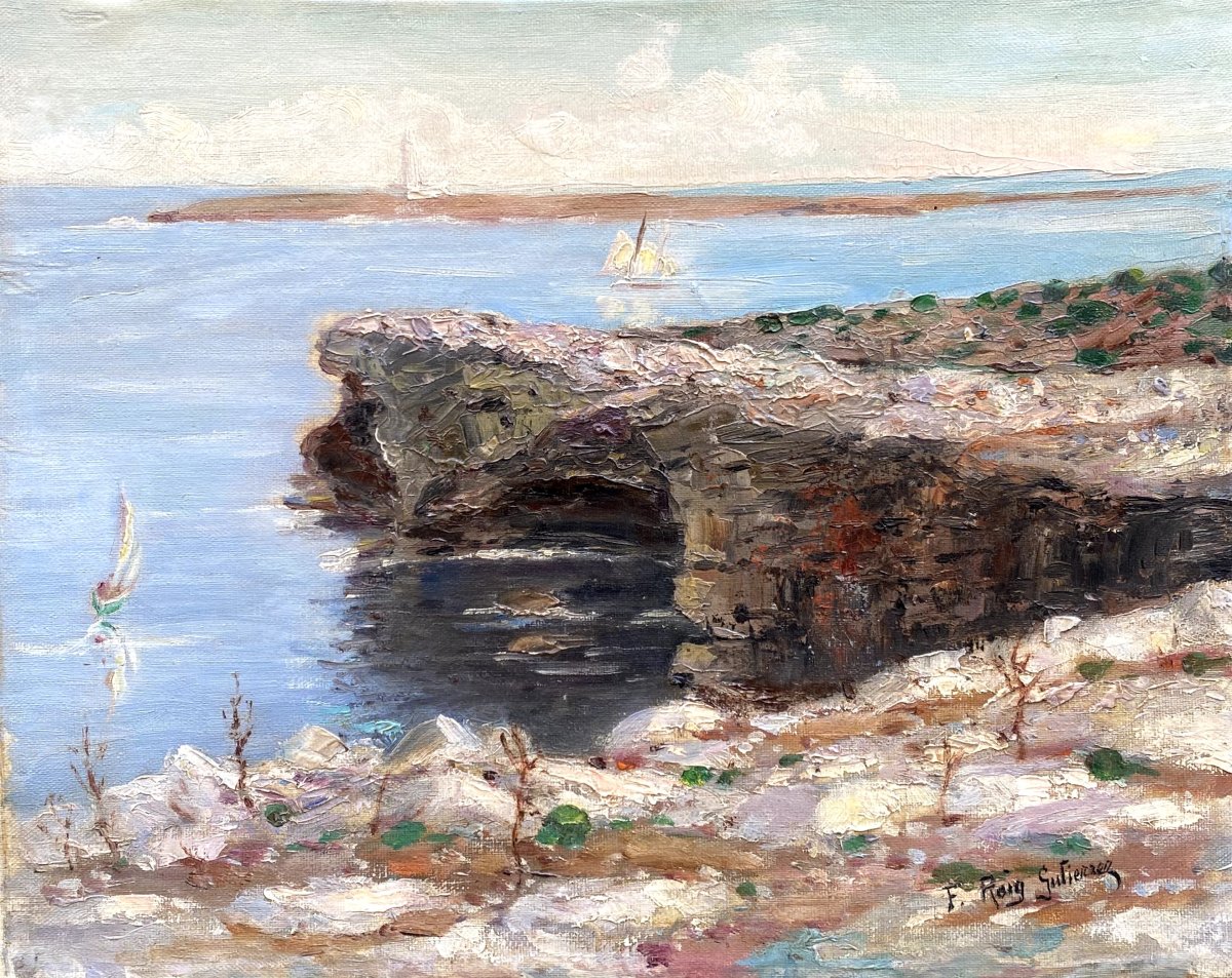 Francisco Roig Gutierrez (1882-1958)  Bord de mer vers Minorque -photo-4