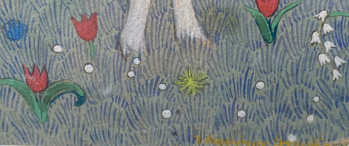 Nicola Alexandrescu ( 1884-1957 ) Roumanie Projet décors des quatre saisons Printemps -photo-4