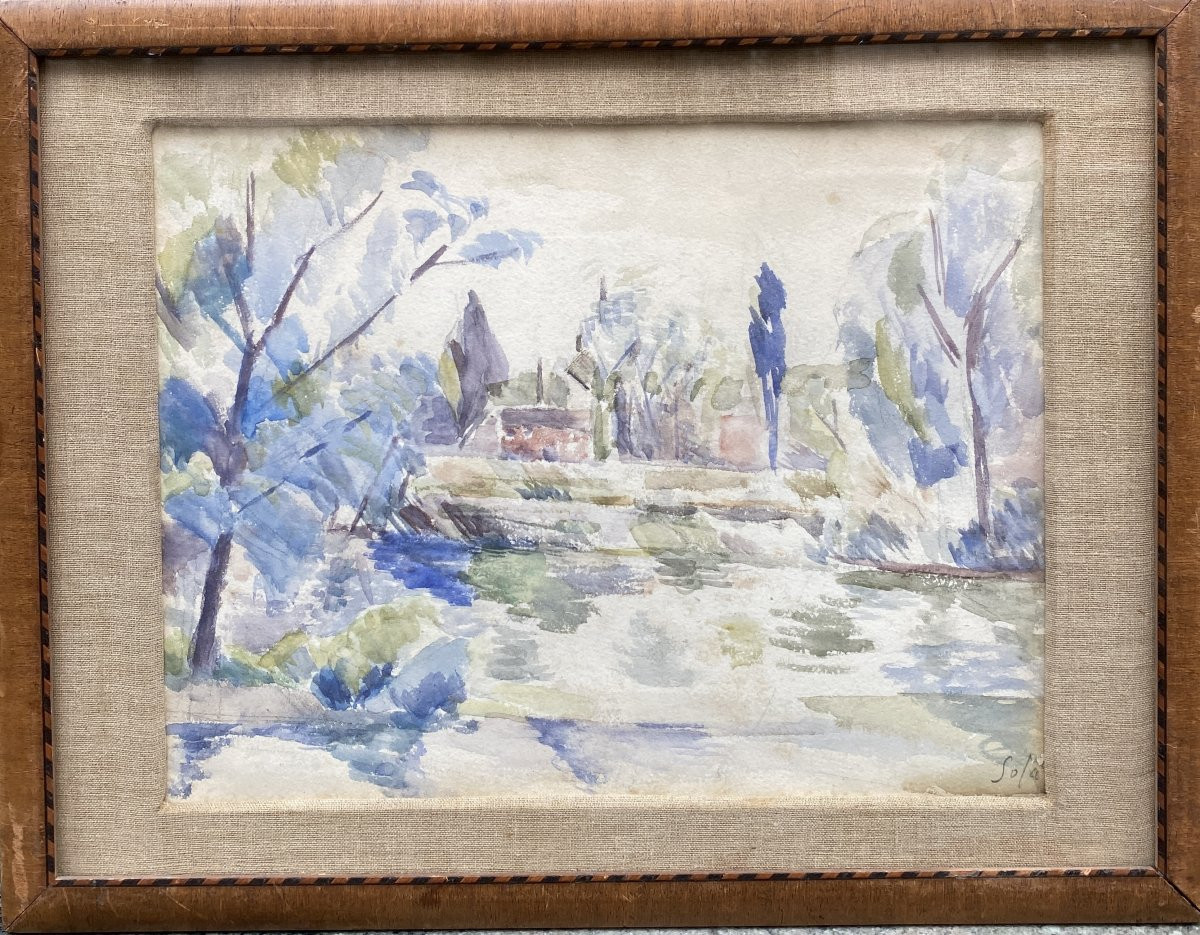 Léon Sola (20th Century) Cézannian Landscape -photo-4