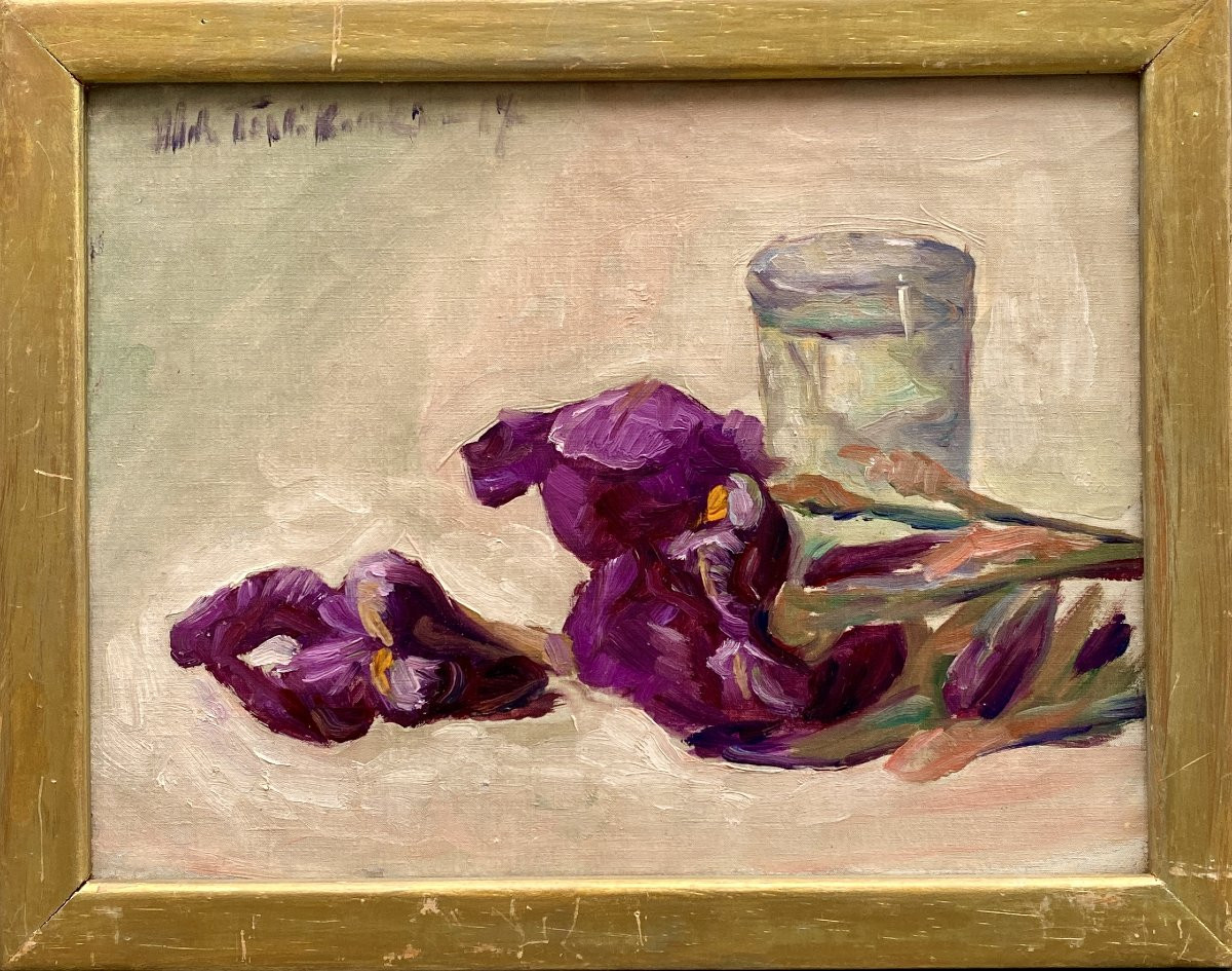 Vladimir de Terlikowski (1873 Poraj - 1951 Paris) Pologne Nature morte aux iris -photo-2