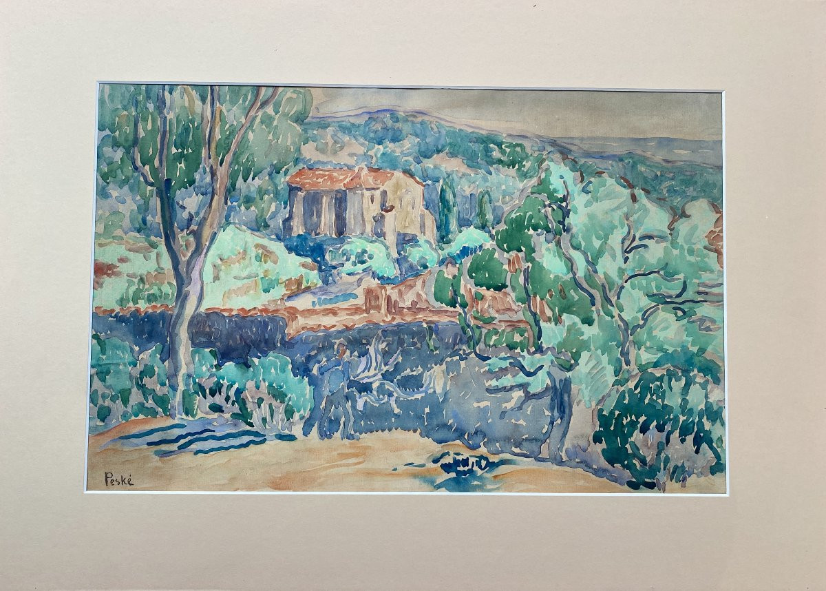 Jean Peské (1870 Gault - 1949 Le Mans) Landscape In The Var -photo-4