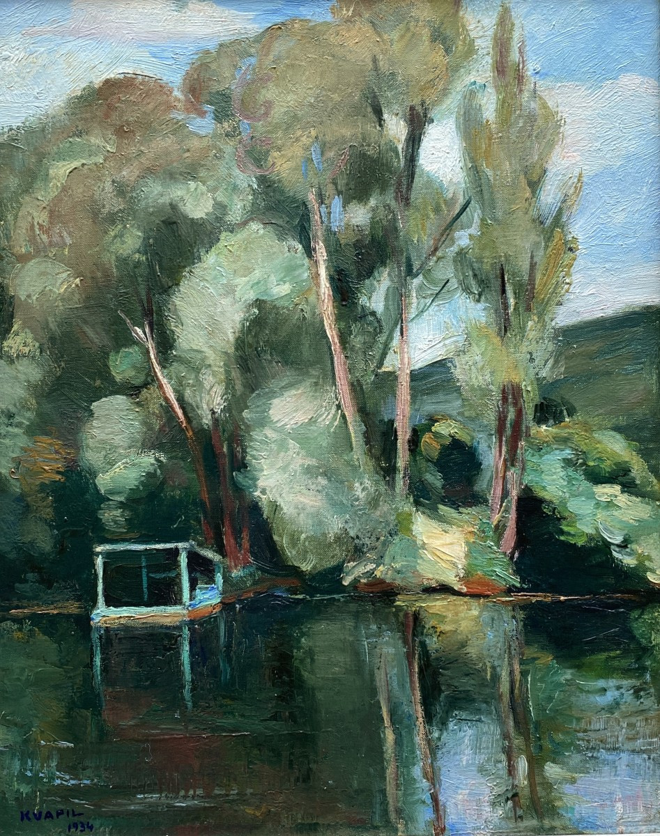 Charles Kvapil (1884 Antwerp - 1958 Paris) Belgium By A River 