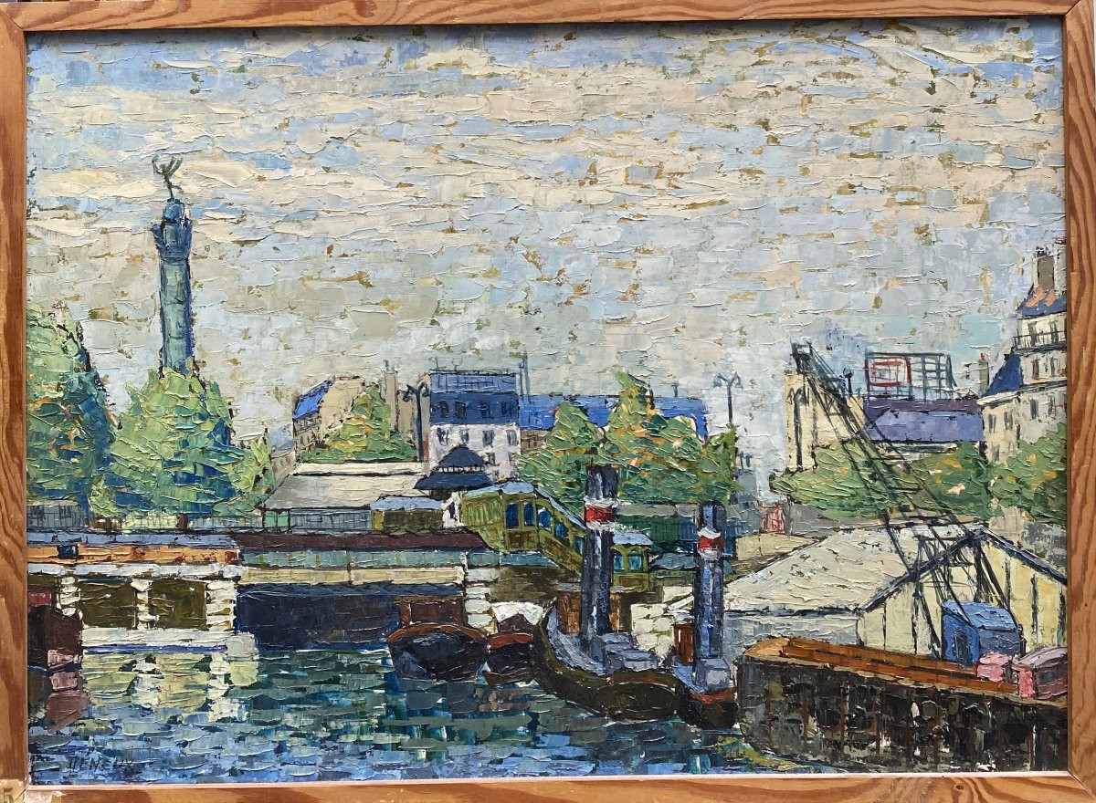 École Française XXème siècle Vue de la Bastille -photo-4