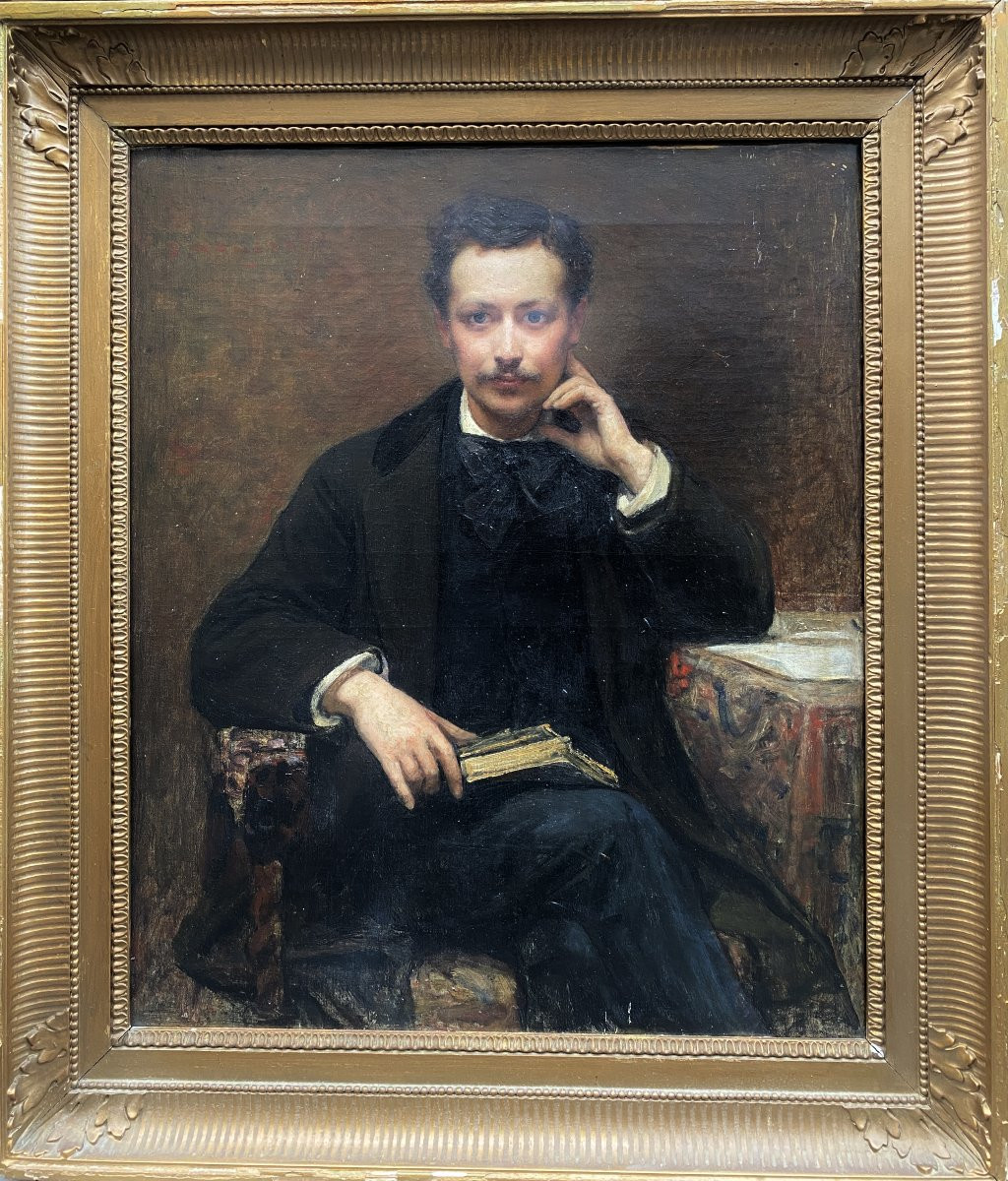 Diogenes Ulysses Napoleon Maillart (1840 - 1926) Portrait Of The Poet Ducros-photo-3