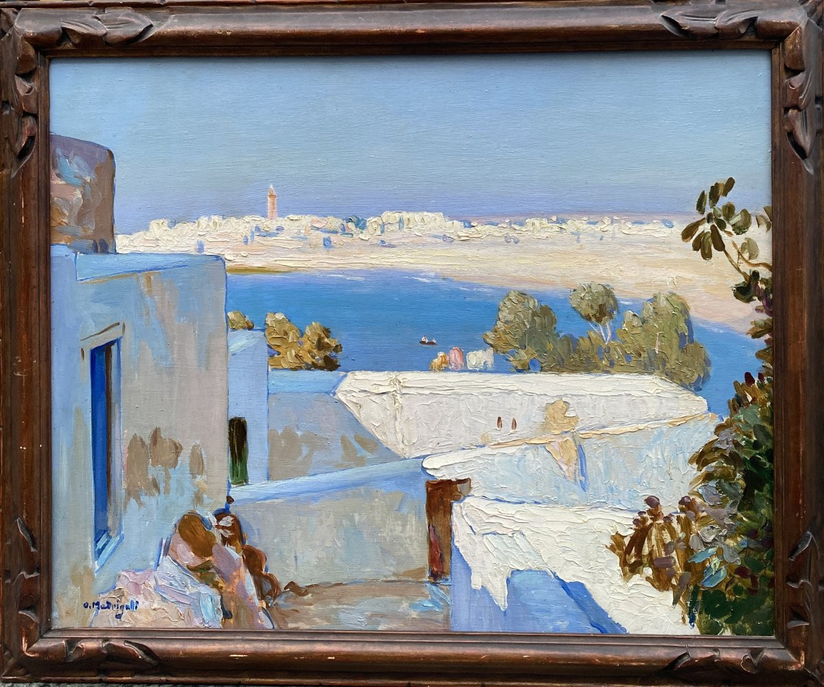 Olynthe Madrigali (1887 - 1950) View Of The Port Of Rabat In Morocco -photo-4