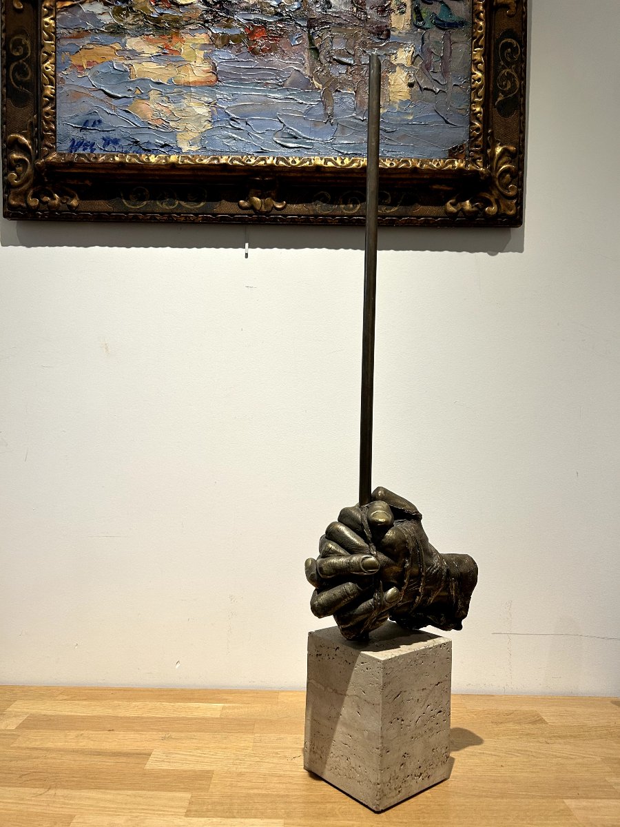 Igor Mitoraj Les mains sculpture en bronze à patine cuivrée Polish-photo-4