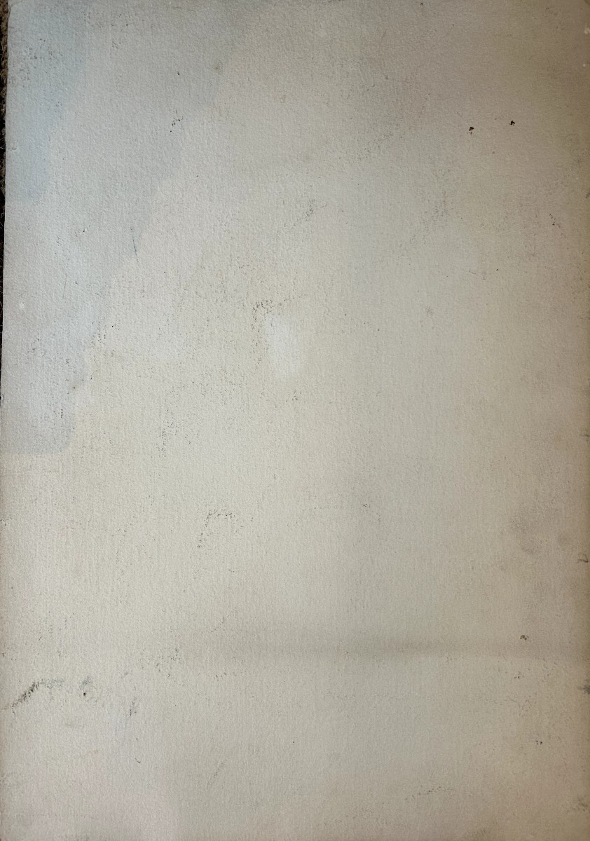 French School Model In The Artist's Studio, Watercolor On Thin Cardboard -photo-1