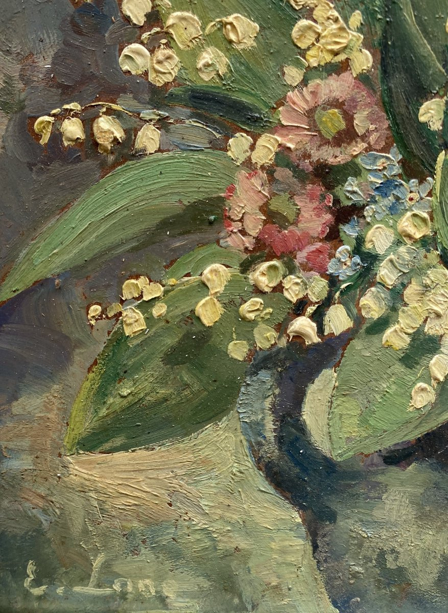 Evgenija Aleksandrovna Lang (1890 Moscow - 1973 Moscow) Bouquet Of Lilies Of The Valley -photo-2
