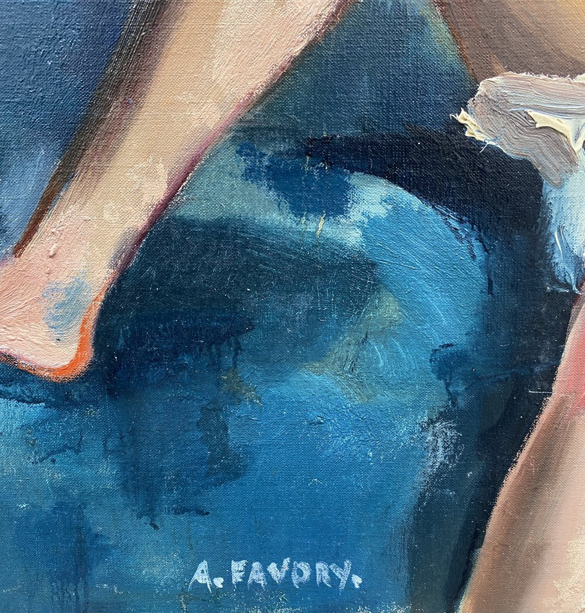 André Favory (1888 Paris - 1937 Paris) Nude In The Blue Room -photo-3