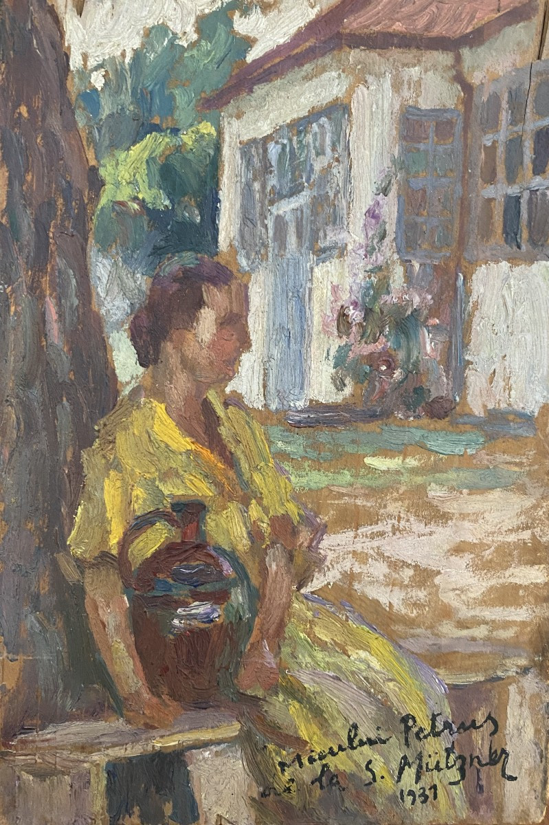 Samuel Mützner (1884 Bucharest - 1959 Bucharest) Romania Seated Woman Holding An Amphora 