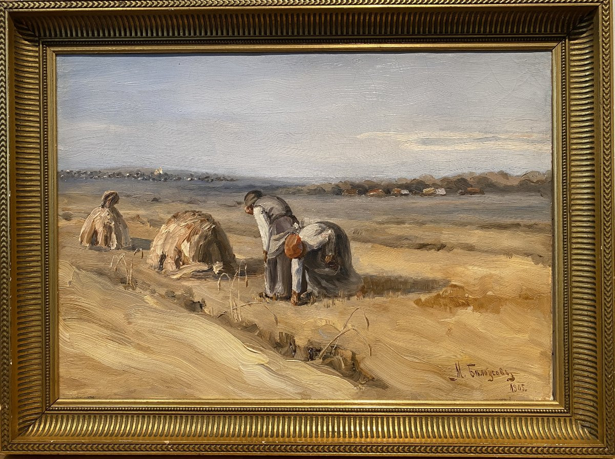 Early 20th-century Russian School: Wheat Pickers -photo-4