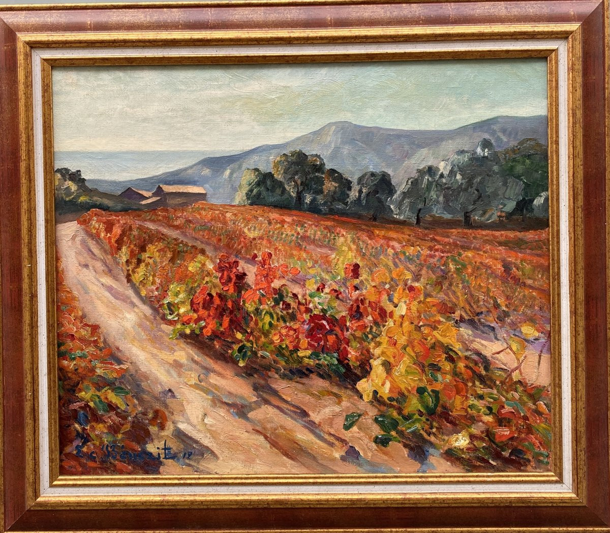 Emmanuel-Charles Bénézit (1887 Paris - 1975 Hyères) Paysage aux environs de Bormes les Mimosas-photo-4