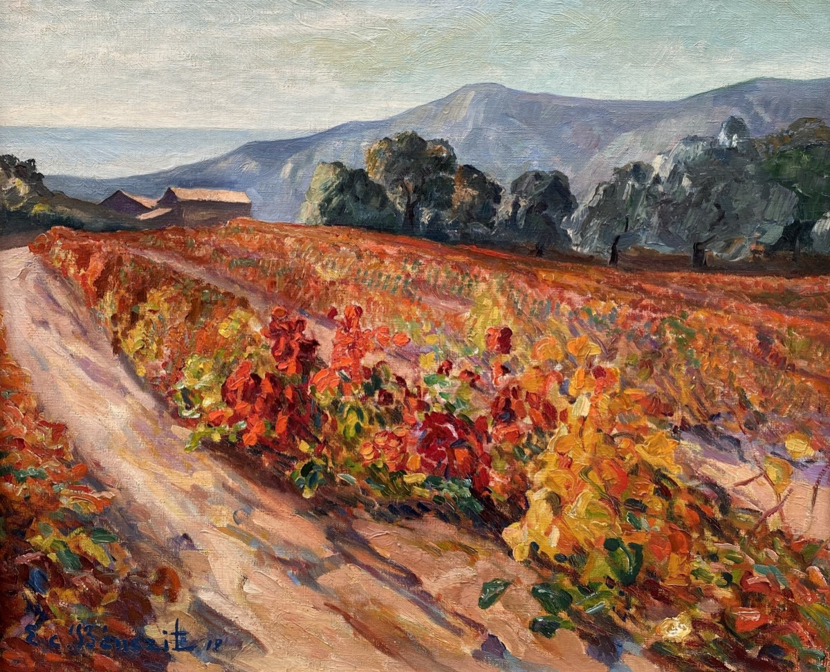 Emmanuel-Charles Bénézit (1887 Paris - 1975 Hyères) Paysage aux environs de Bormes les Mimosas