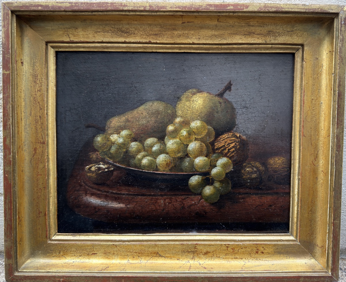 Achille Ernest MOURET (1817-1897) Nature morte aux raisins et poires -photo-2