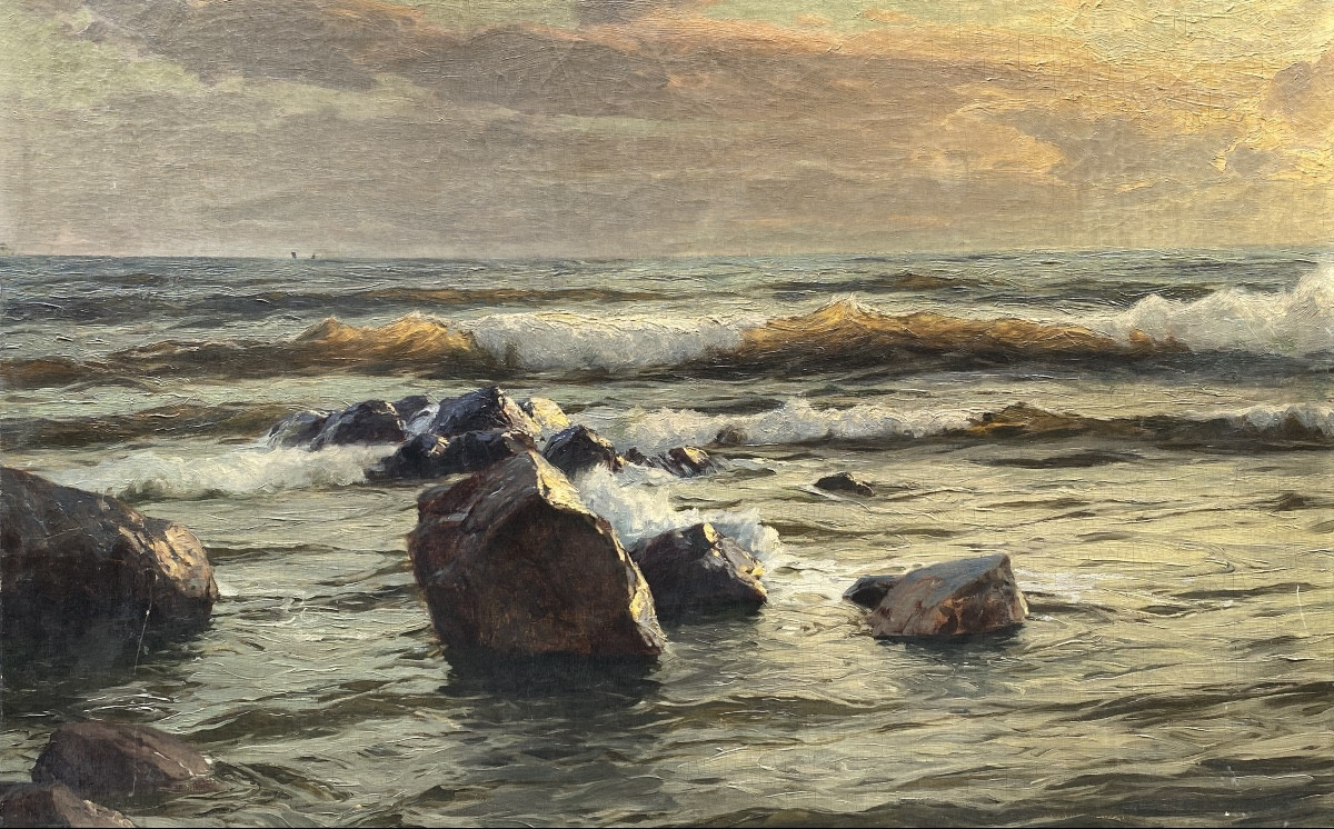 Karl Theodor BÖHME (1866 Hambourg - 1939 Munich) Allemagne Mer au soleil couchant